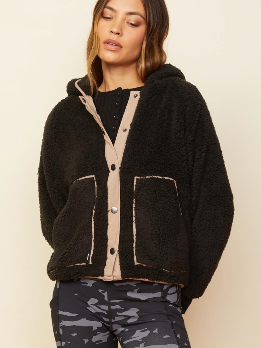 MONROW Black Sherpa Fleece Jacket 🖤